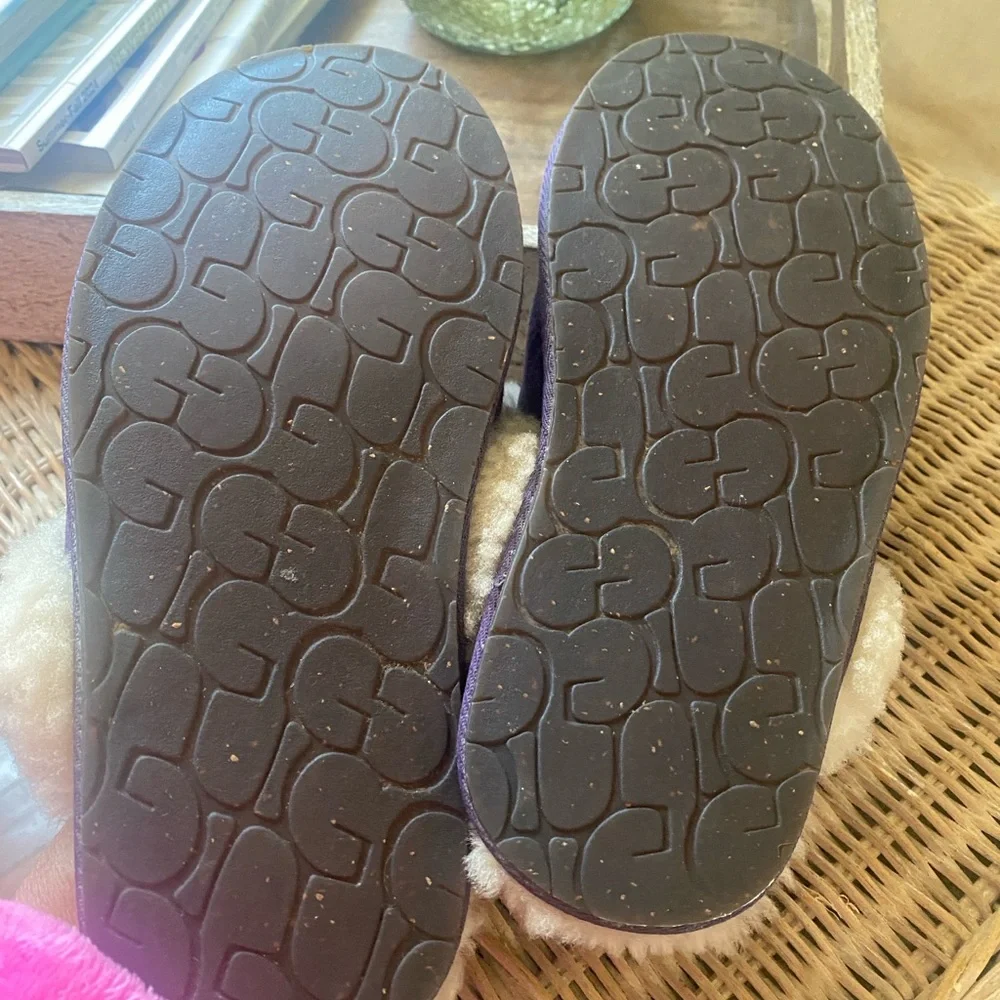 UGG Plum and Cream Shearling Slippers - Picture 4 of 5